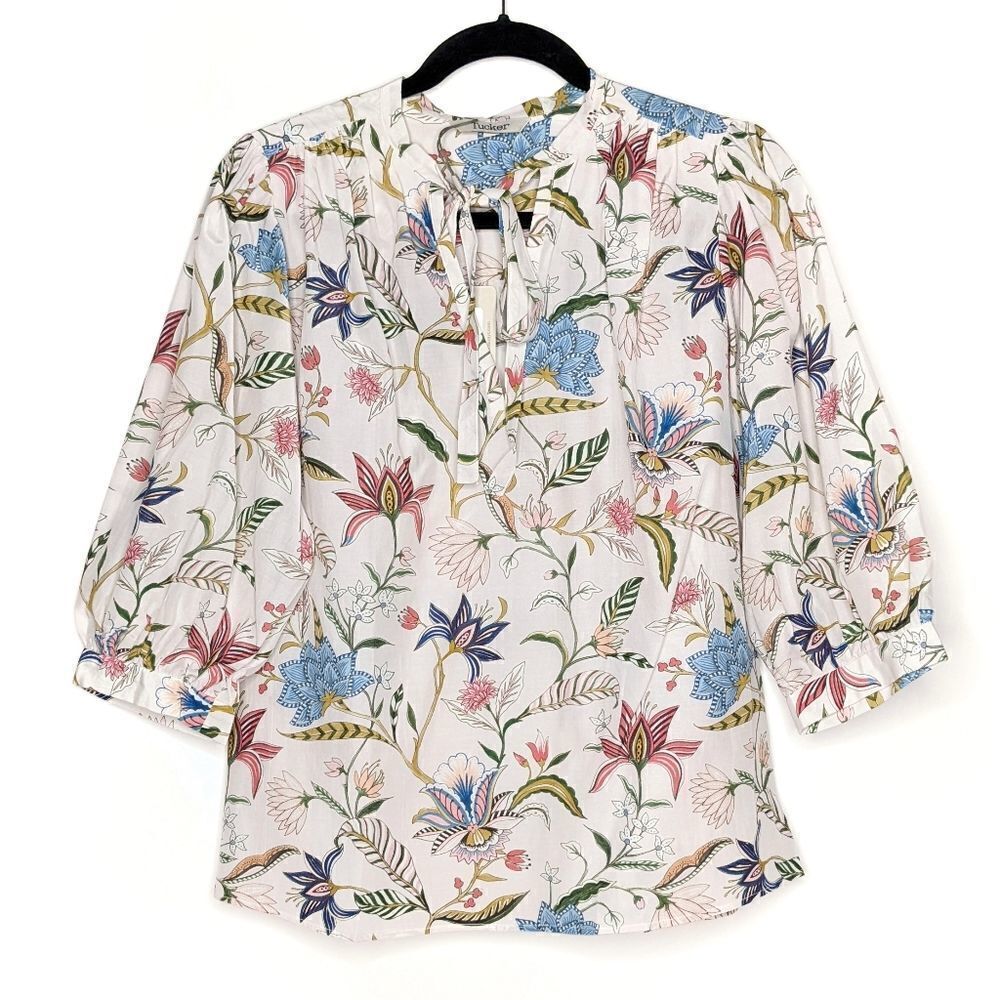 Tucker The Tassel Blouse Spring Botanical in Silk Cotton Floral Silk Top